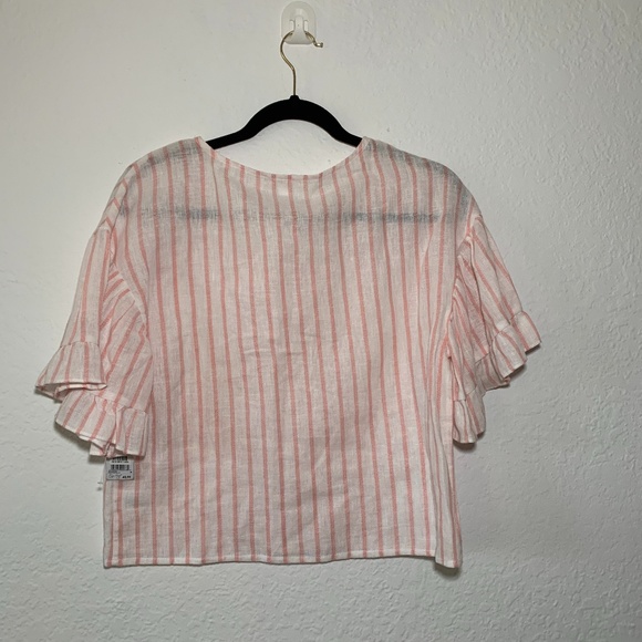 NWT 3/$20 🌻 BP Ruffle Sleeve Linen Blend Crop Top, Medium - Picture 4 of 7